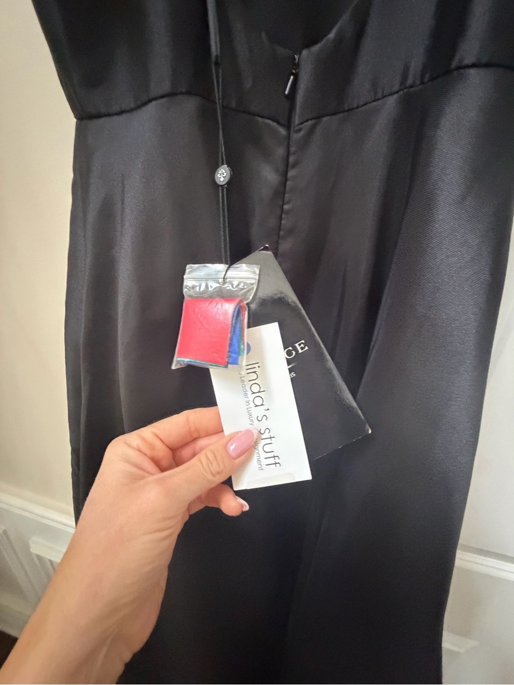 Black Satin Dress by Hannah's Boutique with Fuchsia Lining - Picture 12 of 15